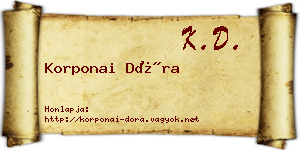 Korponai Dóra névjegykártya