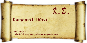 Korponai Dóra névjegykártya